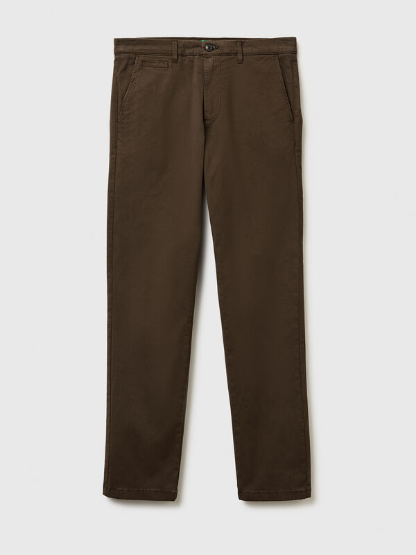 Dark brown slim fit chinos Men