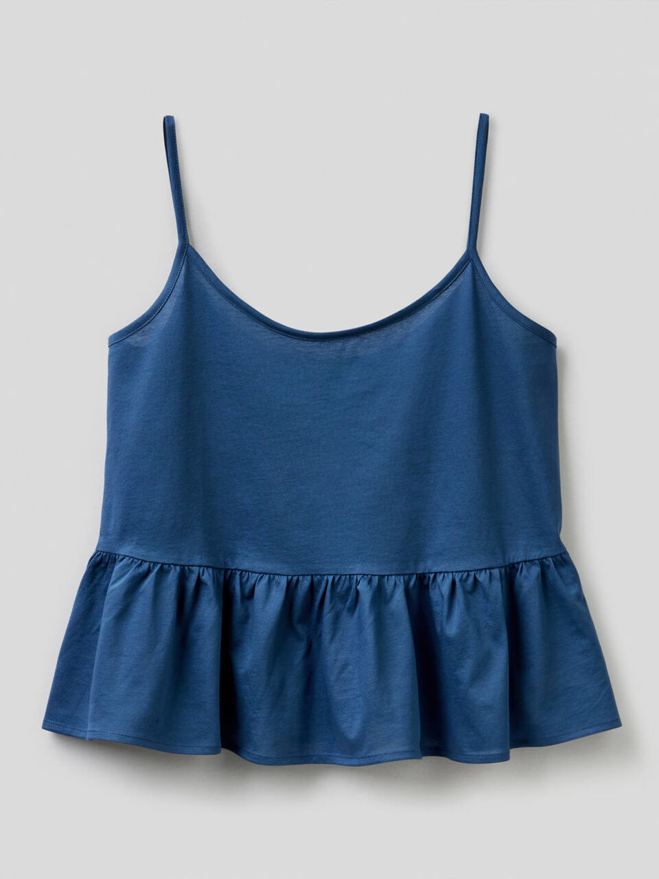 Top with shoulder straps with frill in 100% cotton image number 1