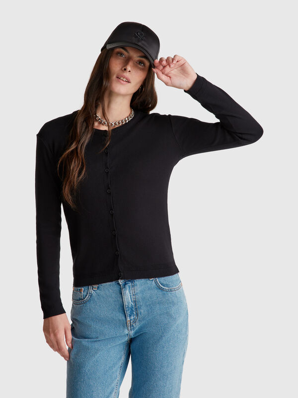 Black 100% cotton cardigan Women
