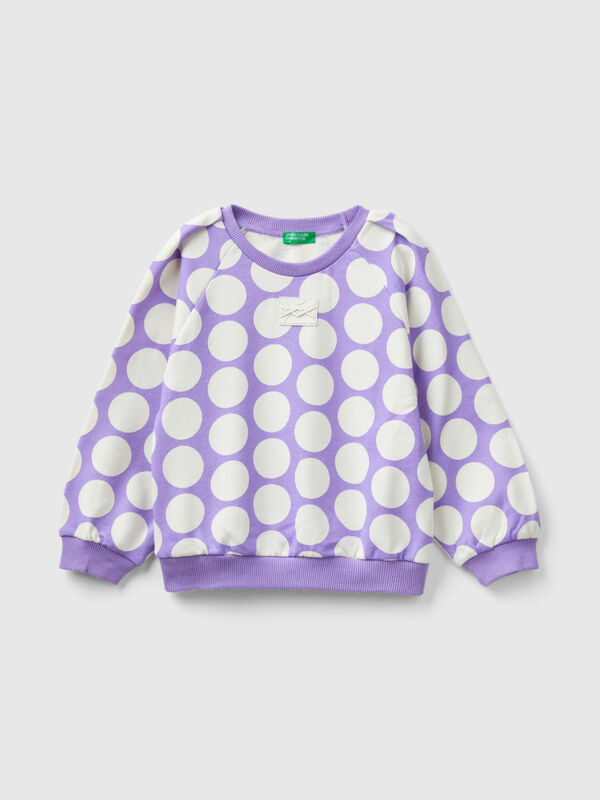 100% cotton sweatshirt with polka dots