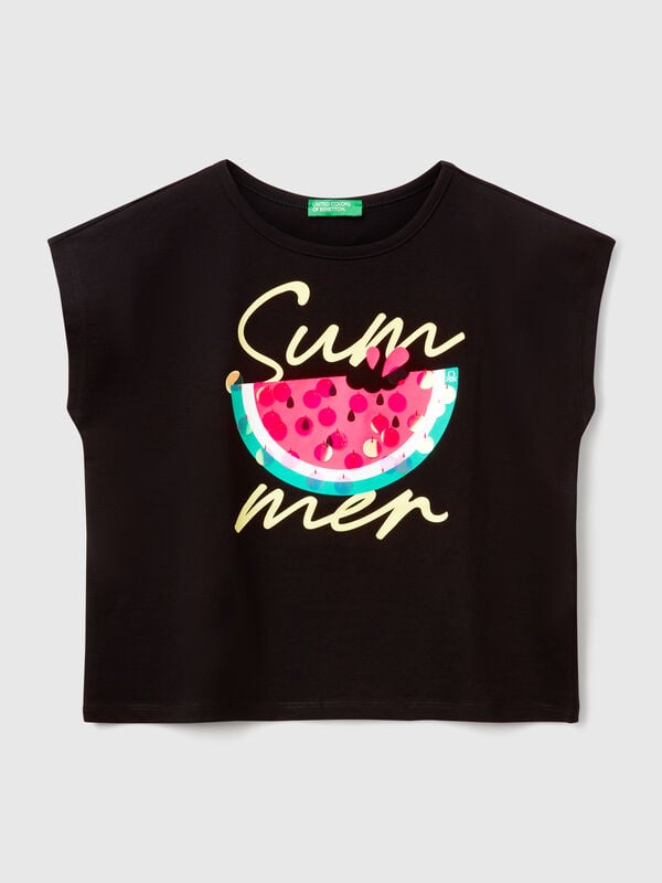 T-shirt with print and sequins Junior Girl