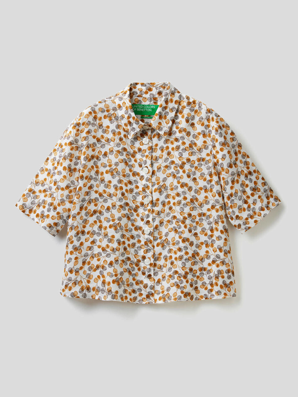 100% linen shirt with pattern print image number 1