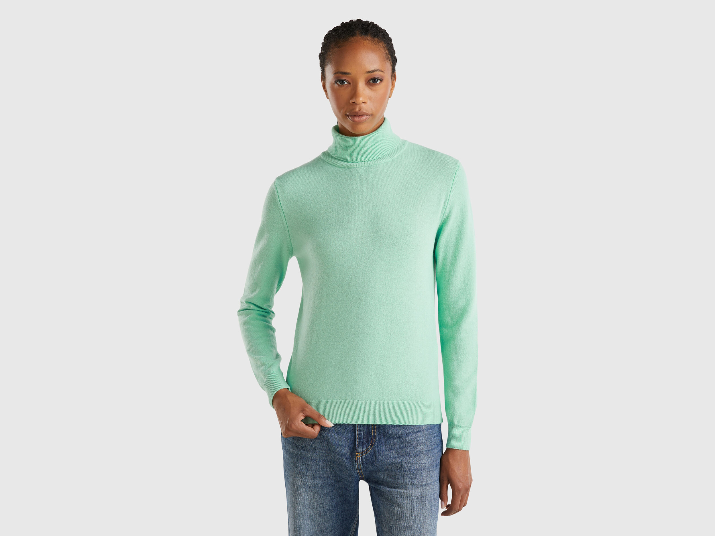 Women s High Collar Merino Wool Sweaters Women 2024 Benetton