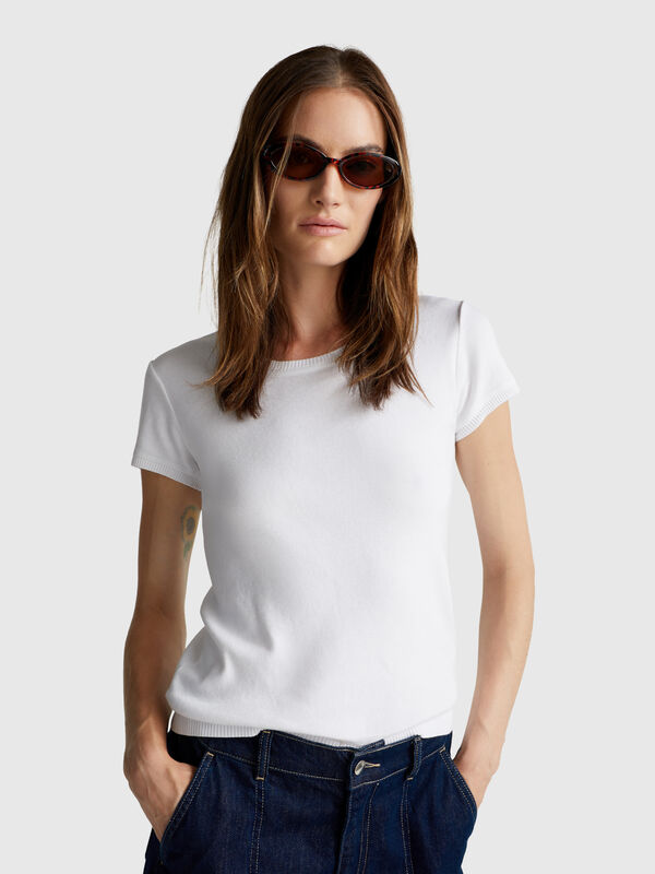 Short sleeve sweater in pure cotton Women