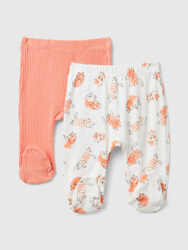 Two pairs of trousers in organic cotton New Born (0-18 months)