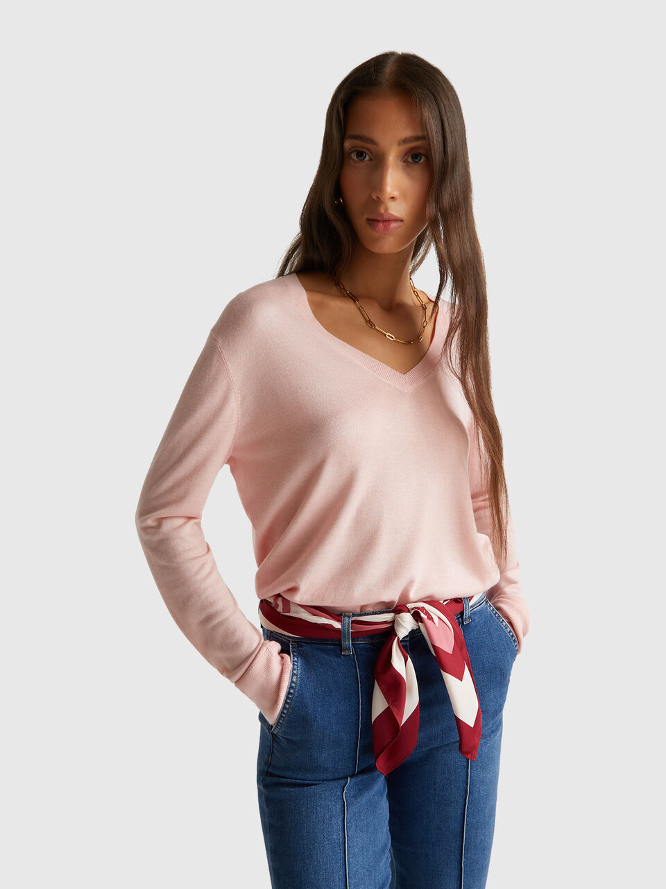 V NECK SWEATER L/S Women image number null