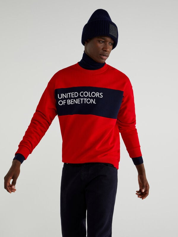 Sweatshirt in cotton with clashing band Men