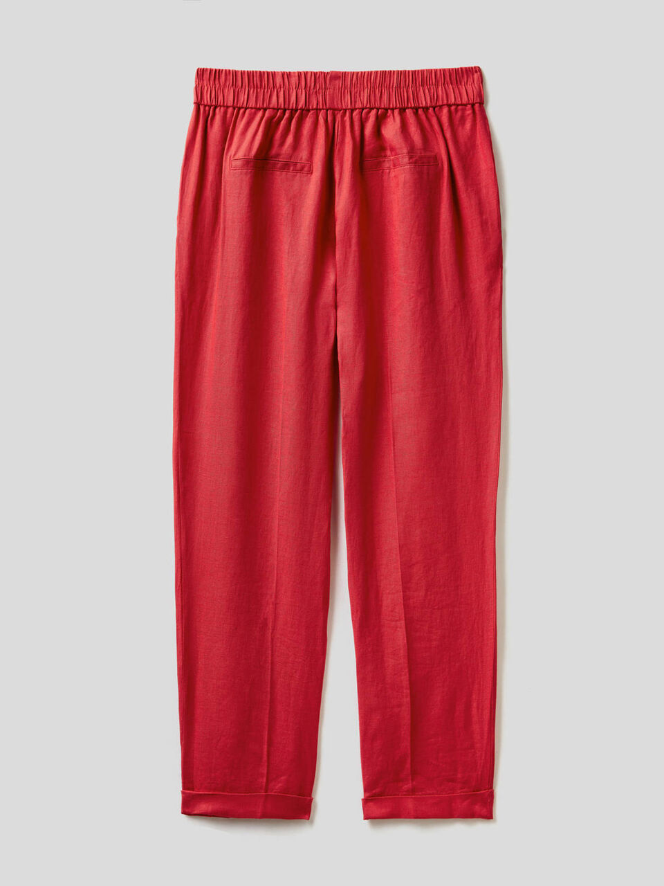 Cropped trousers in 100% linen image number null