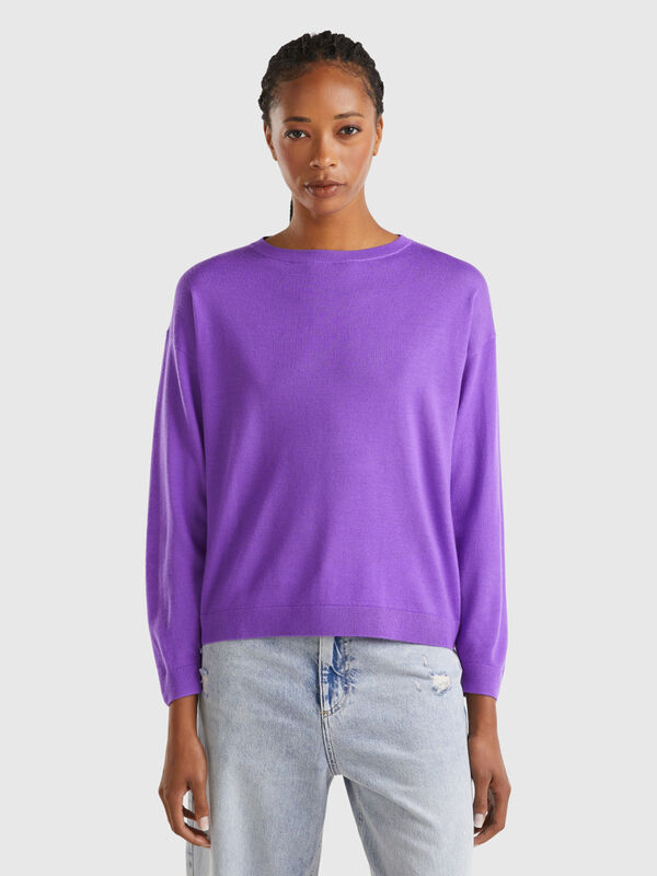 Boat neck sweater in pure Merino wool Women