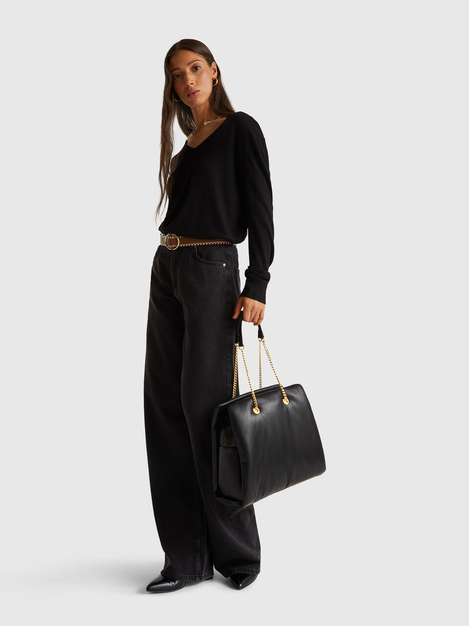 V NECK SWEATER L/S Women image number null