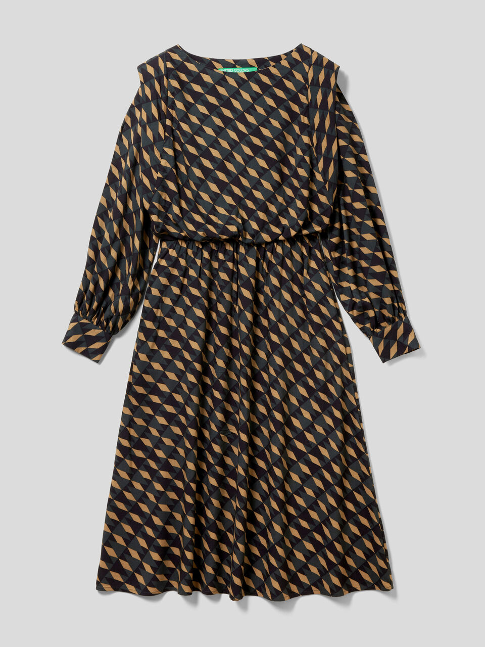 Long patterned dress in eco-viscose image number 1