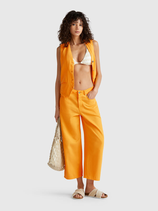 Yellow five pocket pants Women
