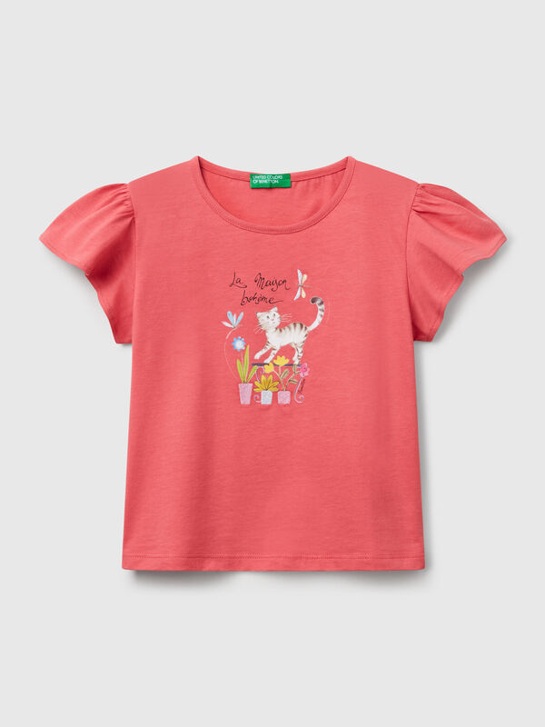 T-shirt with print and embroidery Junior Girl