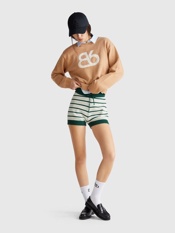 Striped knit shorts Women