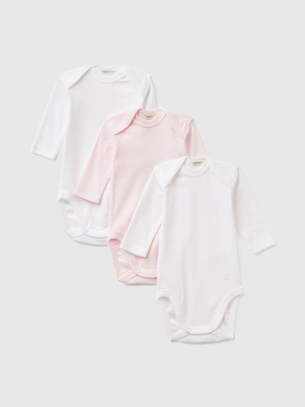 Three solid color bodysuits in cotton New Born (0-18 months)