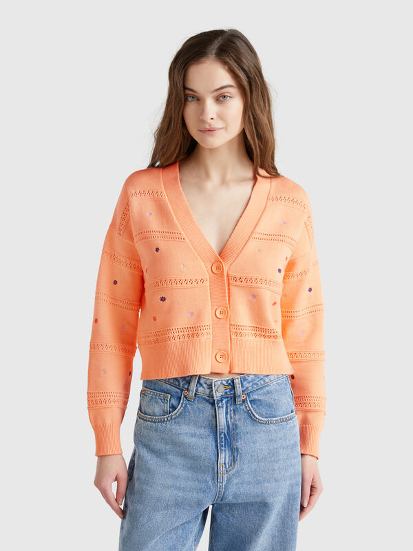 Cardigan with flower embroidery Women