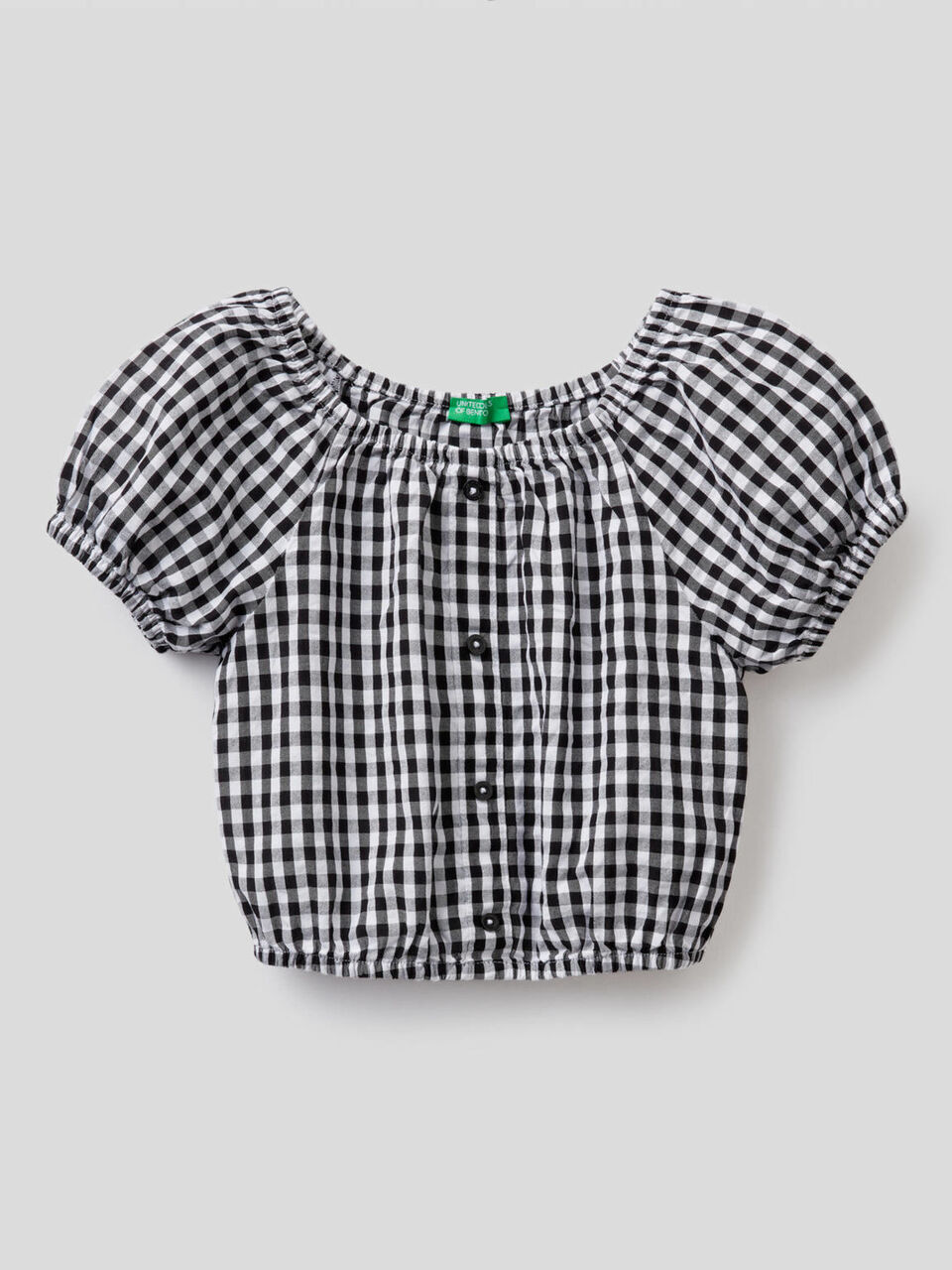 Cropped Vichy pattern blouse image number 1