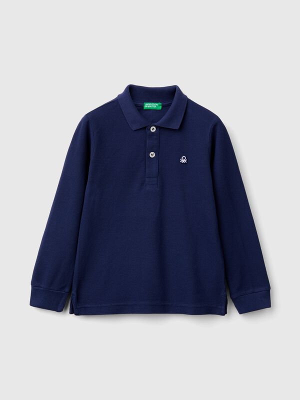 Long sleeve polo in cotton Junior Boy
