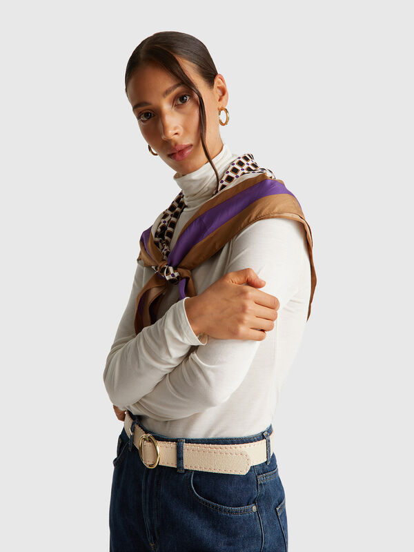 Turtleneck t-shirt in viscose and cashmere blend Women