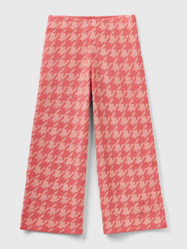 Knit houndstooth trousers