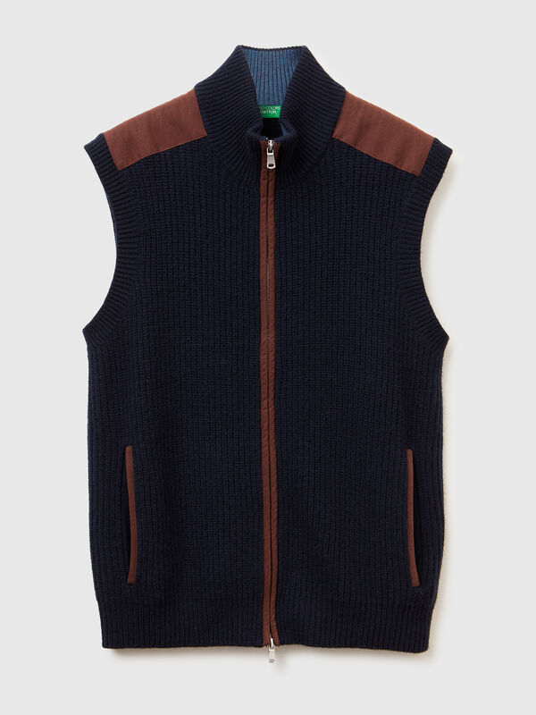 Vest with zip in wool blend Men
