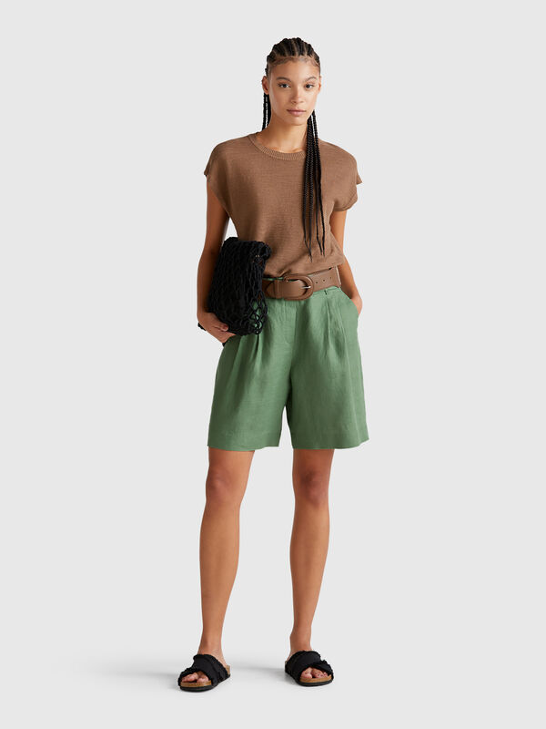 100% linen bermudas Women