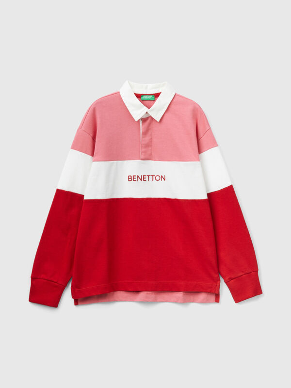 Red and pink regular fit polo