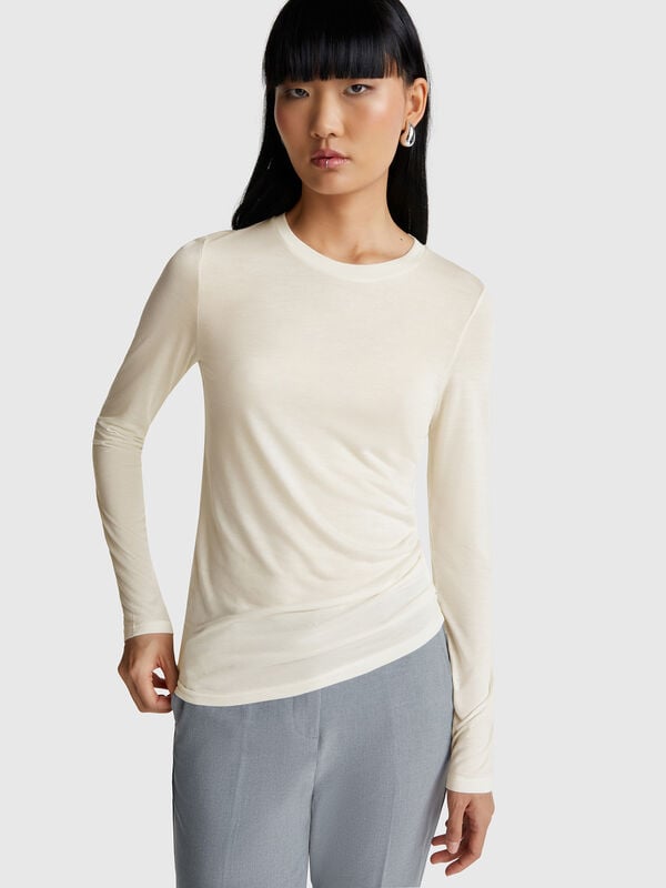 T-shirt in viscose and cashmere blend Women