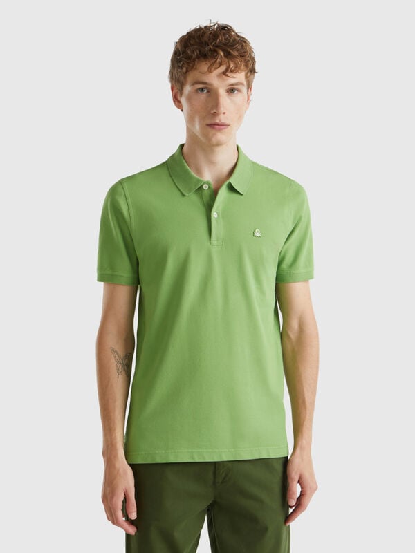 Olive green slim fit polo Men