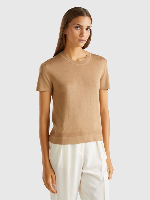 Short sleeve sweater in silk blend Women