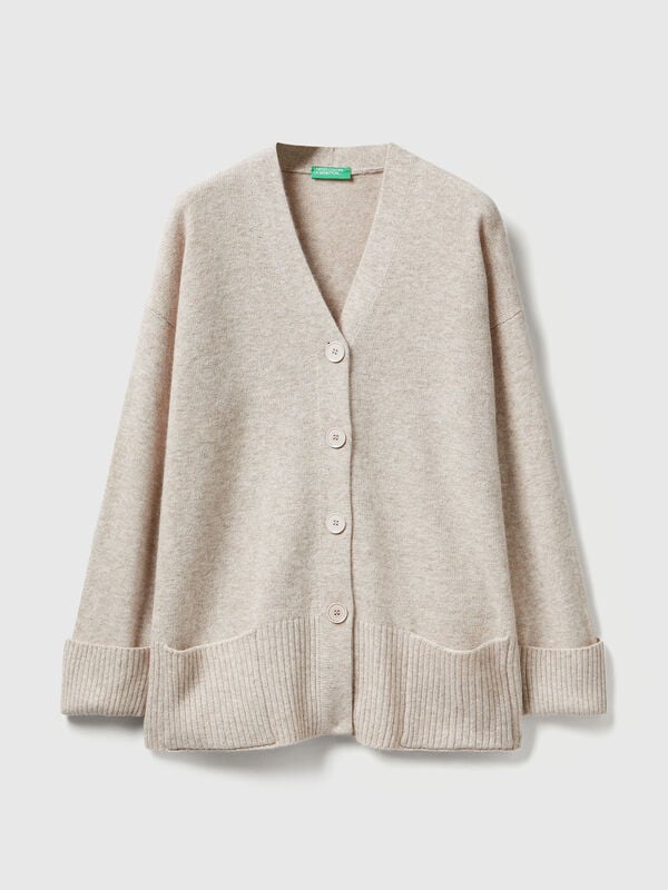 Oversized fit cardigan in wool blend Women