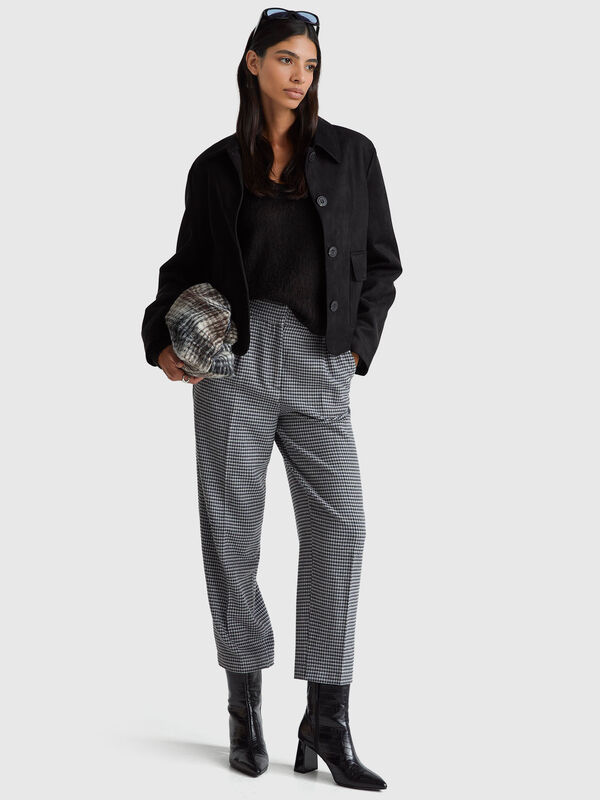 Houndstooth flannel trousers Women