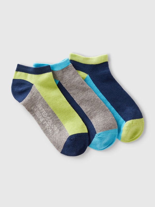 Three pairs of color block socks Junior Boy