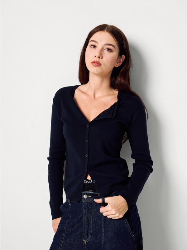 Midnight blue 100% cotton cardigan Women