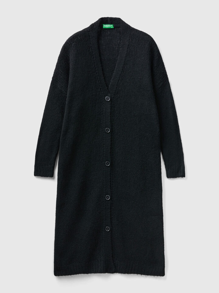 Long cardigan in wool blend image number 1