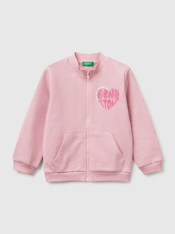 Sweatshirt with zip in cotton Junior Girl