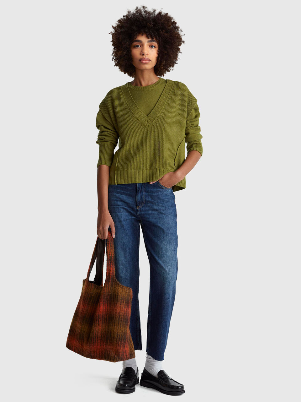 S/L V NECK SWEATER Women image number null