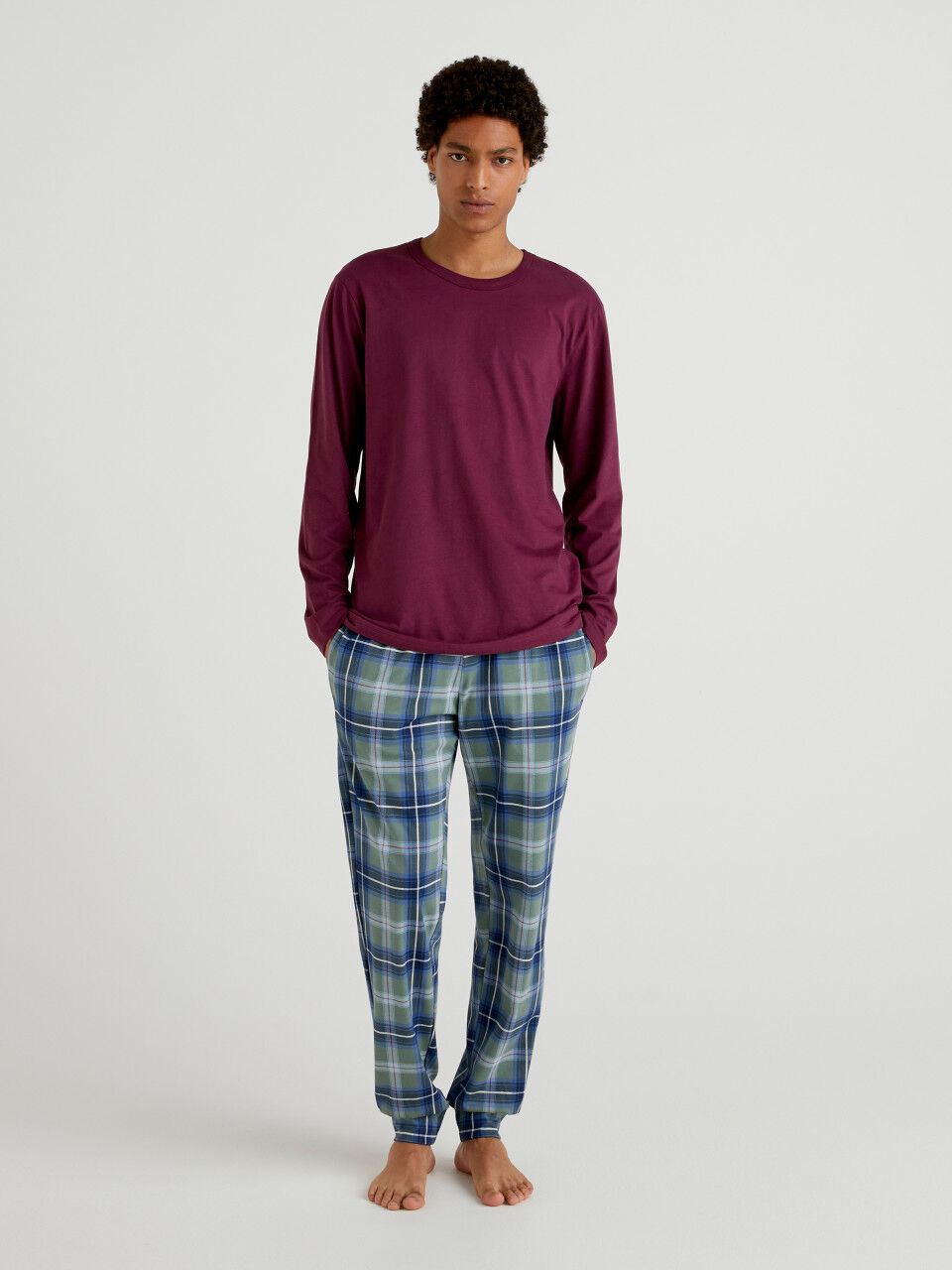Check trousers in warm cotton