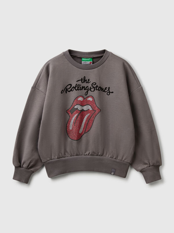 Oversized fit "The Rolling Stones" sweatshirt with rhinestone Junior Girl