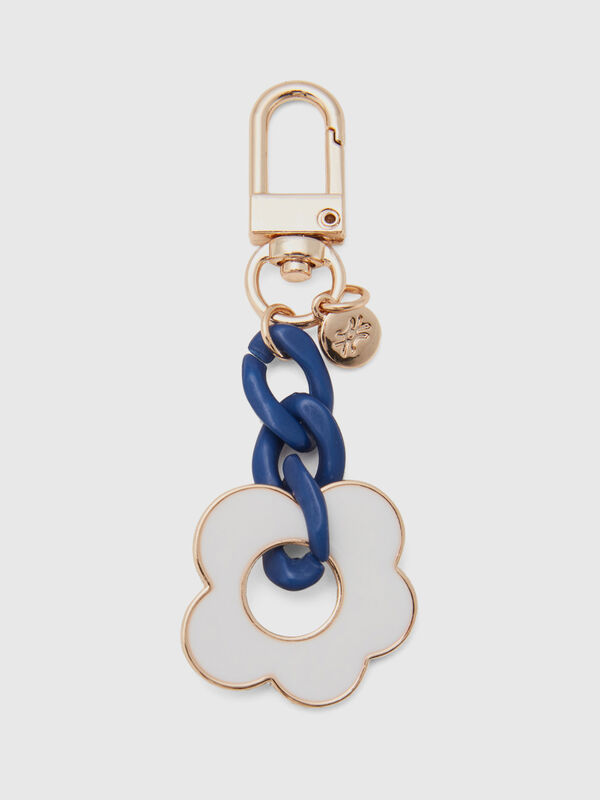 Gold and blue keychain with flower pendant Women