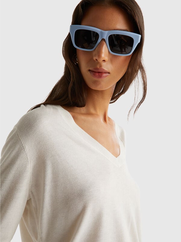 V-neck top in silk blend Women