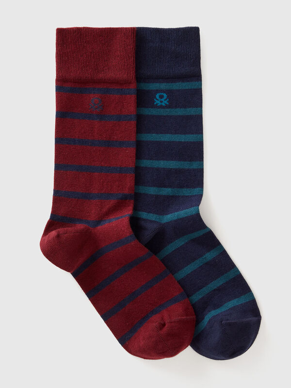 Two pairs of high striped socks