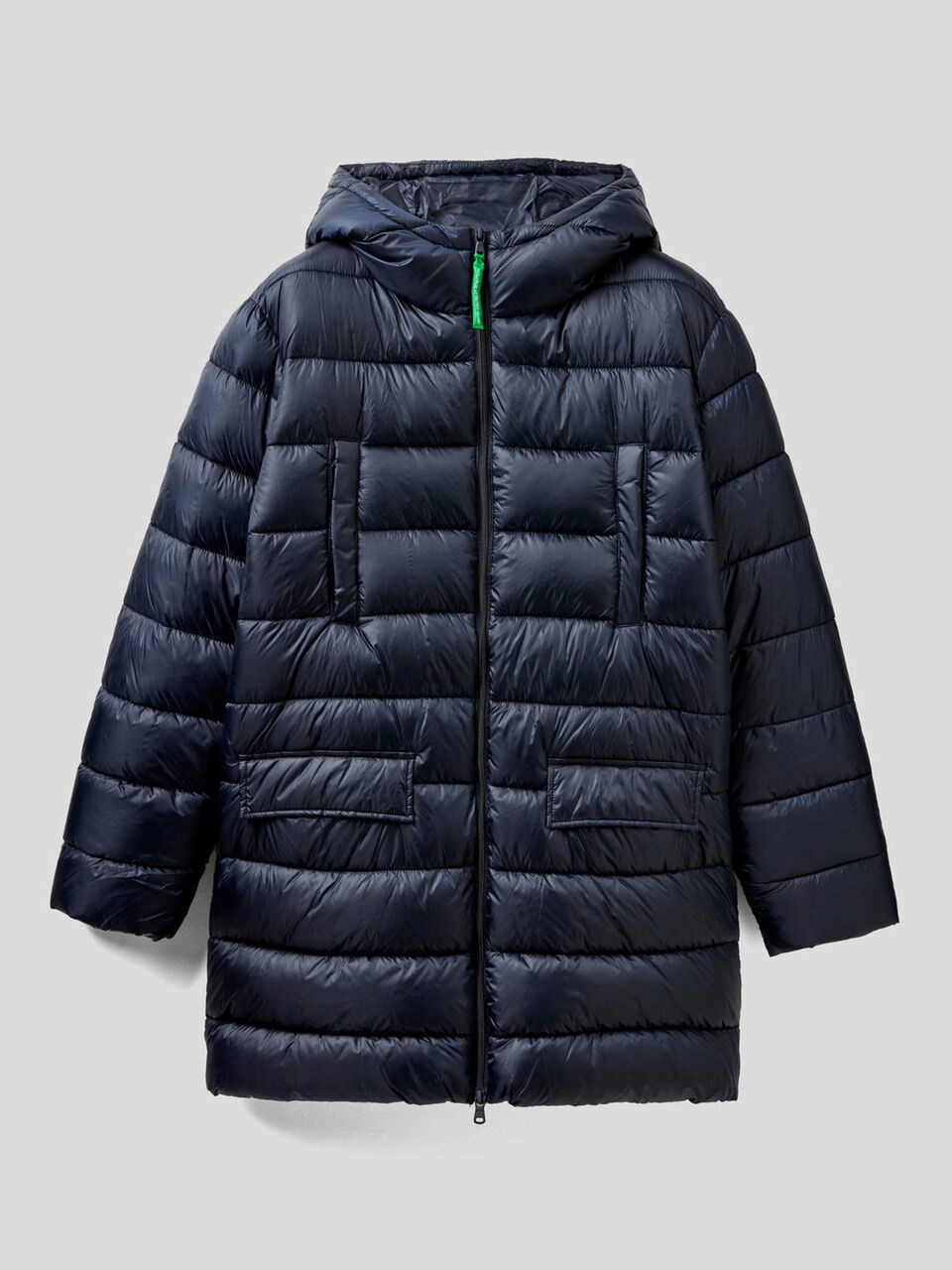 Long padded jacket in 3D wadding image number 1