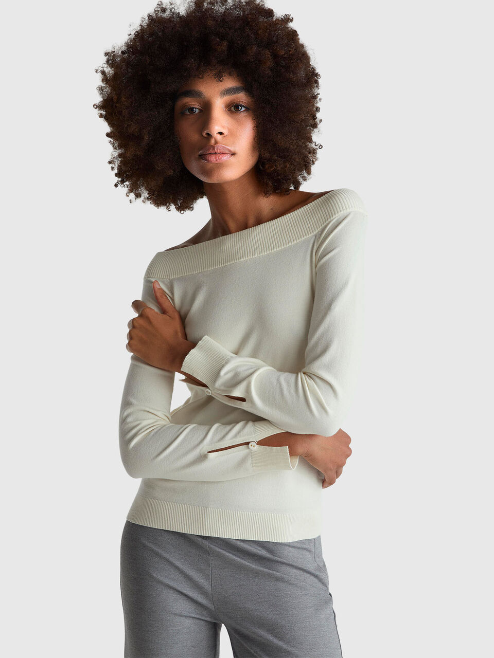 BOAT-NECK SWEAT.L/S Women image number null