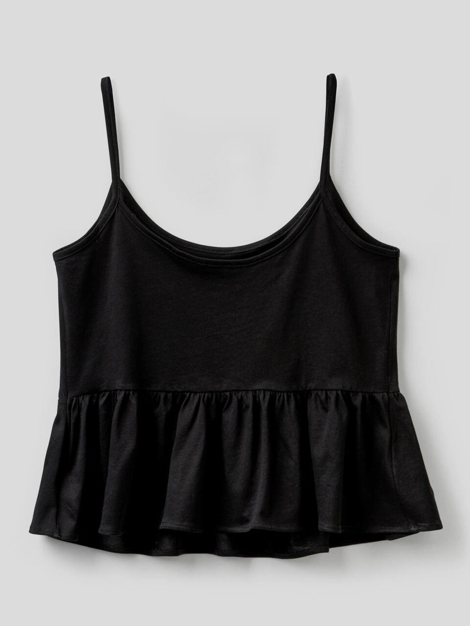 Top with shoulder straps with frill in 100% cotton image number 2