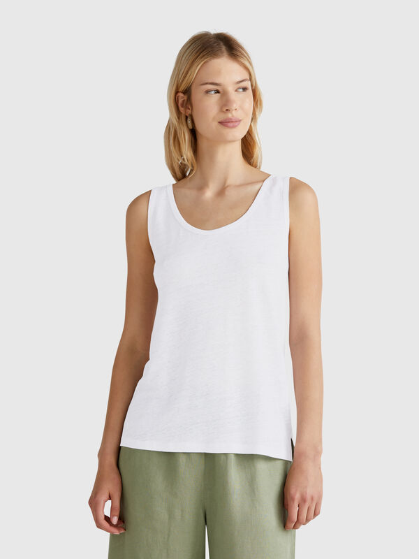 Tank top in pure linen Women