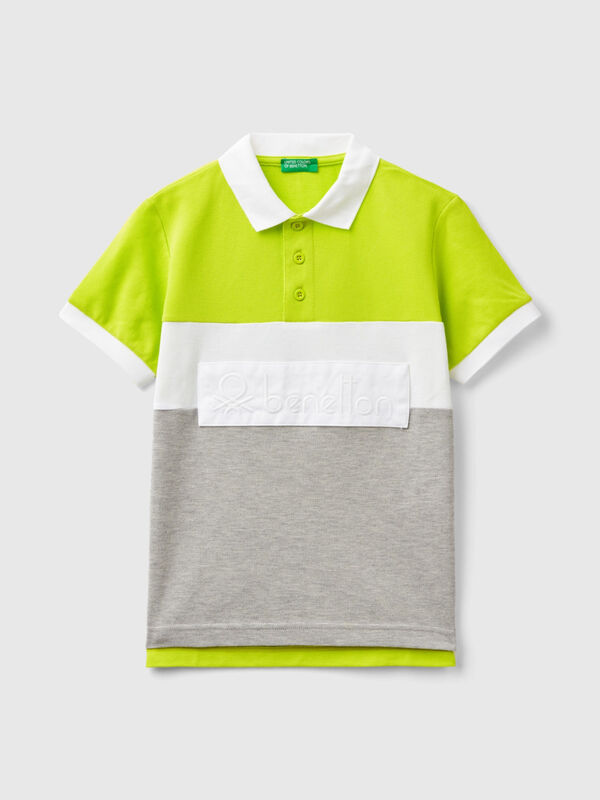 Color block polo shirt in organic cotton Junior Boy