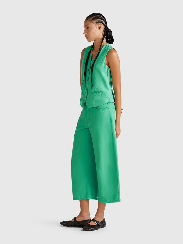 Green five pocket pants Women