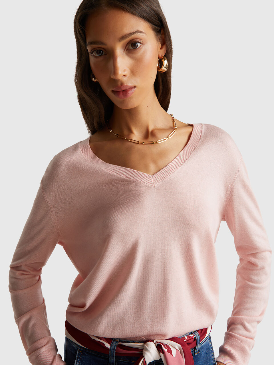 V NECK SWEATER L/S Women image number null