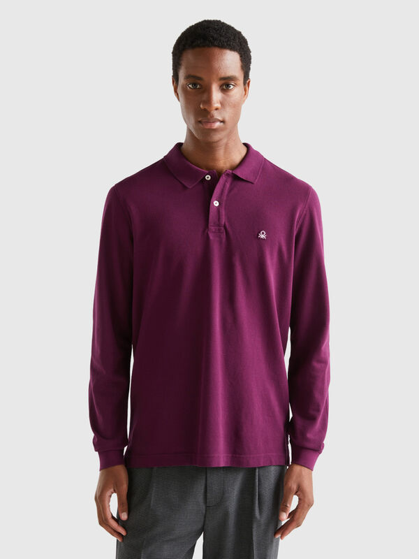 Long sleeve 100% cotton polo